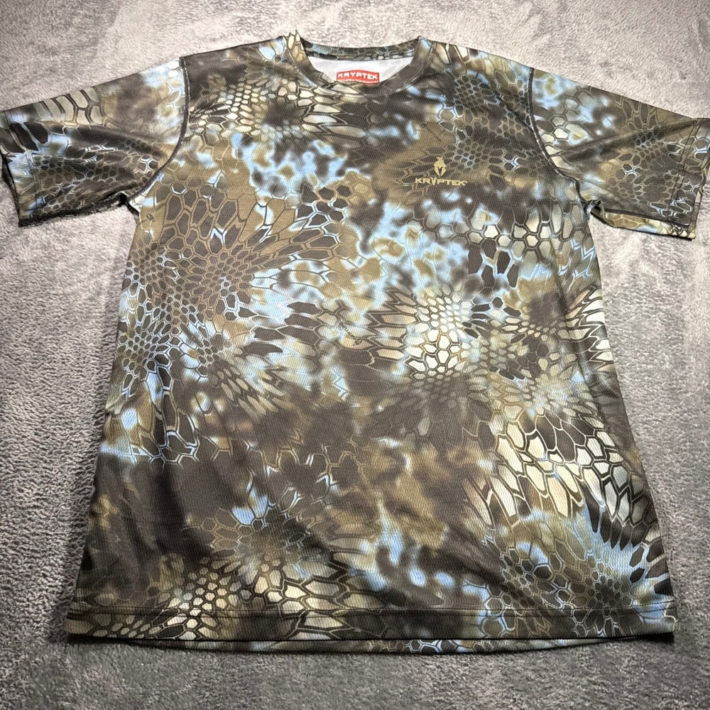 Kryptek Mens Neptune Camo Performance T-Shirt Blue Brown Mesh Tactical Size LG